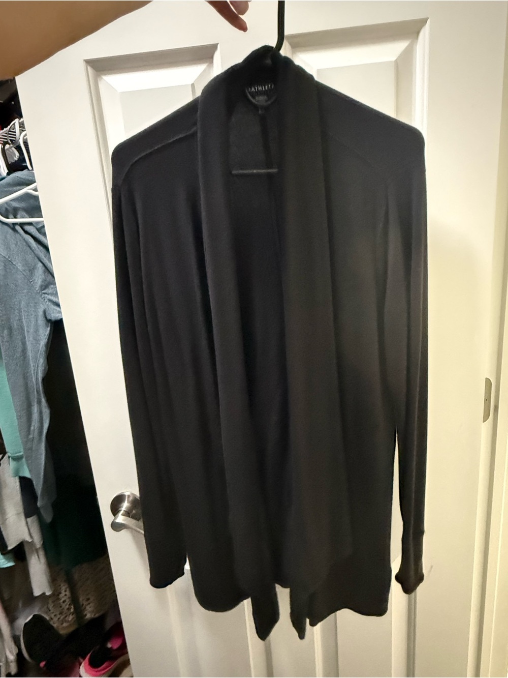 Athleta Pranayama Restore Wrap Cardigan, Long Sleeve, black, Size Small TALL
